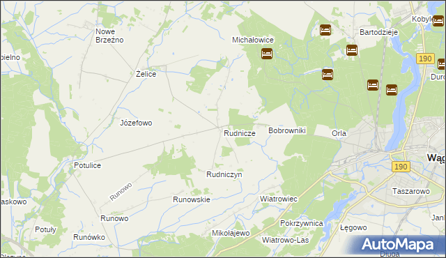 mapa Rudnicze gmina Wągrowiec, Rudnicze gmina Wągrowiec na mapie Targeo
