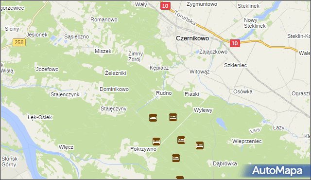 mapa Rudno gmina Czernikowo, Rudno gmina Czernikowo na mapie Targeo