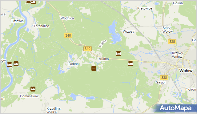 mapa Rudno gmina Wołów, Rudno gmina Wołów na mapie Targeo