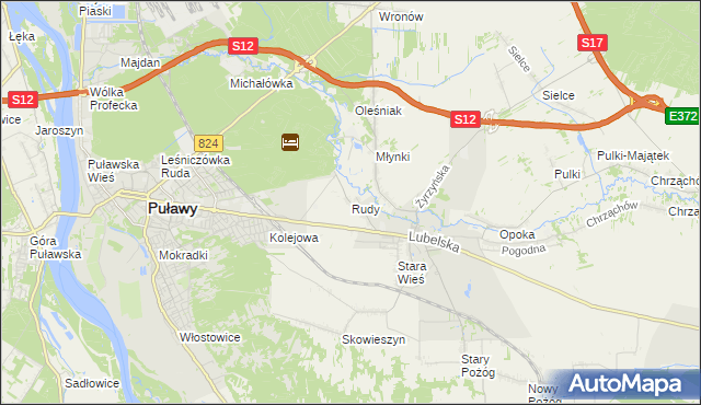 mapa Rudy gmina Końskowola, Rudy gmina Końskowola na mapie Targeo