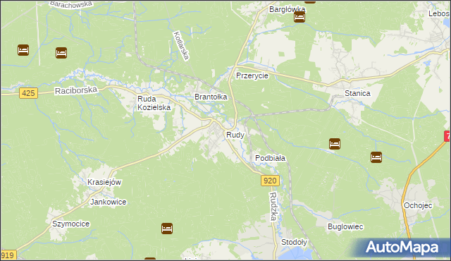 mapa Rudy gmina Kuźnia Raciborska, Rudy gmina Kuźnia Raciborska na mapie Targeo