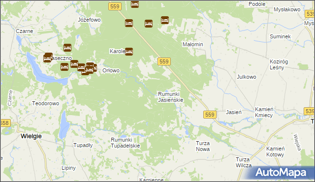 mapa Rumunki Jasieńskie, Rumunki Jasieńskie na mapie Targeo