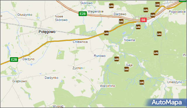 mapa Runowo gmina Potęgowo, Runowo gmina Potęgowo na mapie Targeo