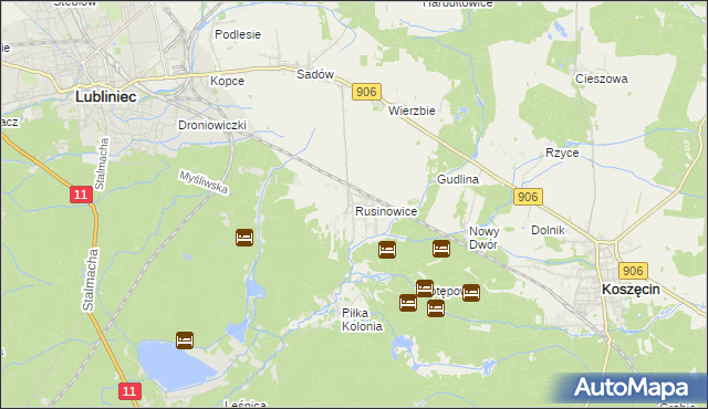 mapa Rusinowice, Rusinowice na mapie Targeo