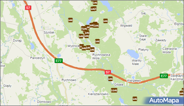 mapa Rychnowska Wola, Rychnowska Wola na mapie Targeo