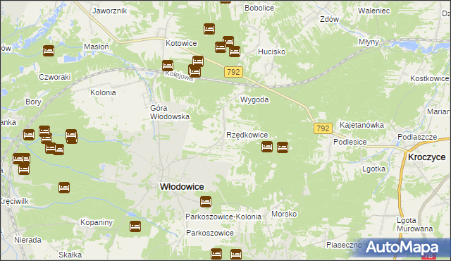 mapa Rzędkowice, Rzędkowice na mapie Targeo