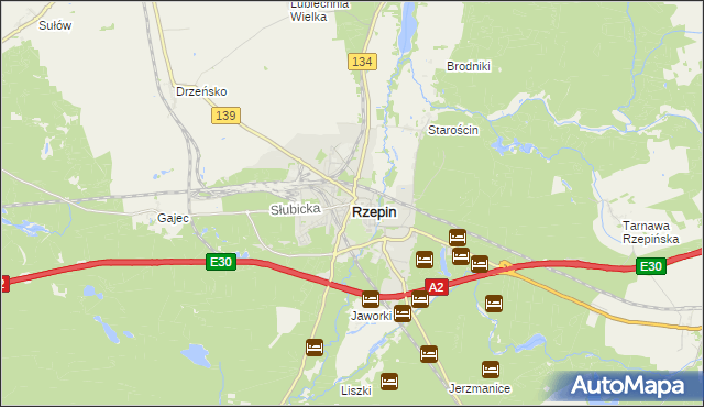 mapa Rzepin, Rzepin na mapie Targeo