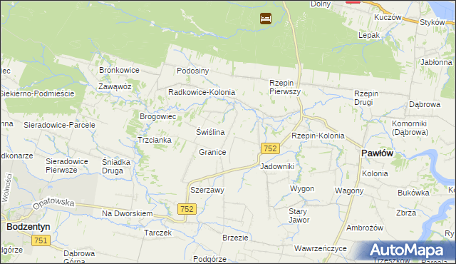 mapa Rzepinek gmina Pawłów, Rzepinek gmina Pawłów na mapie Targeo