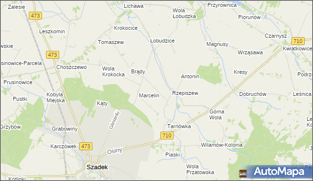 mapa Rzepiszew-Kolonia, Rzepiszew-Kolonia na mapie Targeo