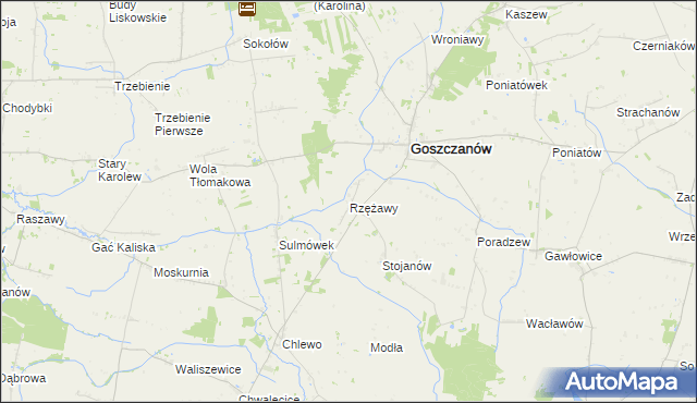 mapa Rzężawy gmina Goszczanów, Rzężawy gmina Goszczanów na mapie Targeo