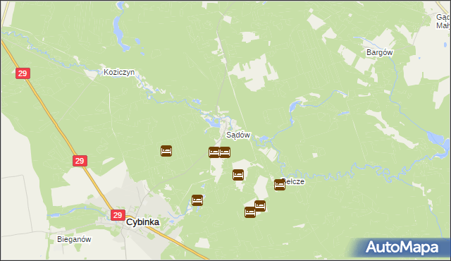 mapa Sądów gmina Cybinka, Sądów gmina Cybinka na mapie Targeo