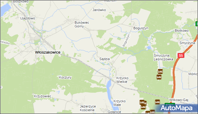 mapa Sądzia, Sądzia na mapie Targeo