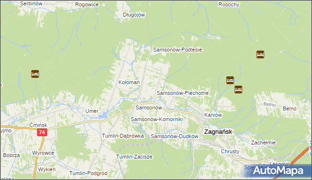 mapa Samsonów-Piechotne, Samsonów-Piechotne na mapie Targeo
