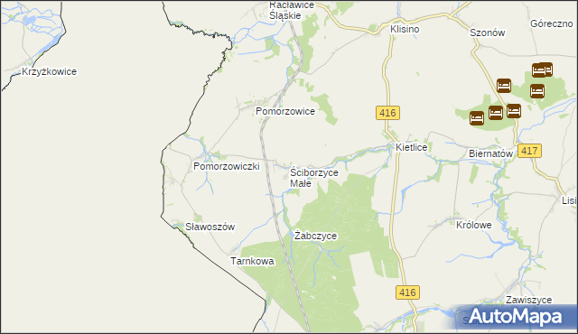 mapa Ściborzyce Małe, Ściborzyce Małe na mapie Targeo