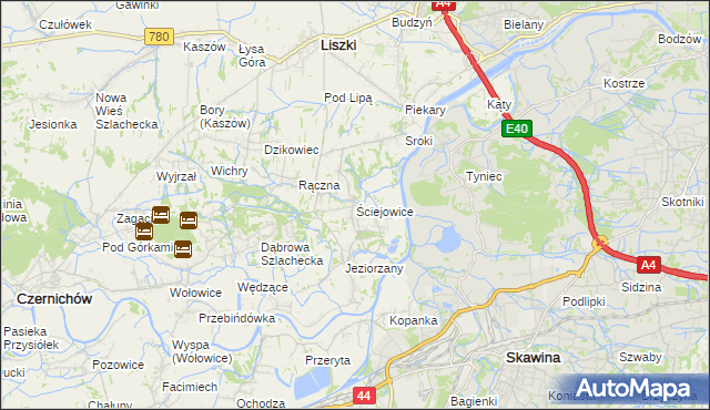 mapa Ściejowice, Ściejowice na mapie Targeo