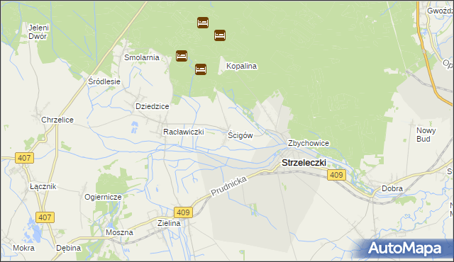 mapa Ścigów, Ścigów na mapie Targeo