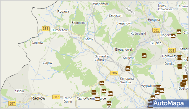 mapa Ścinawka Górna, Ścinawka Górna na mapie Targeo