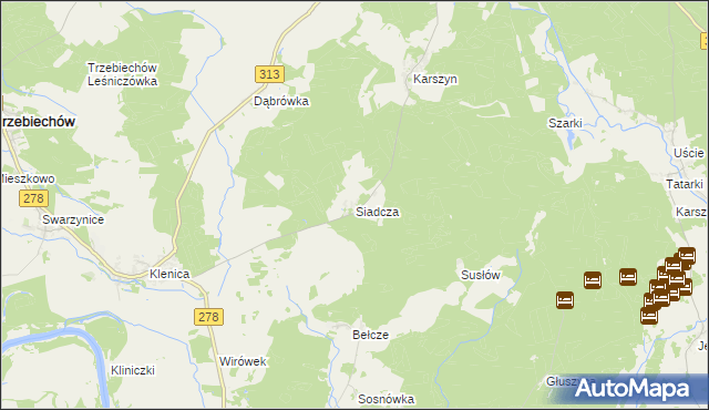 mapa Siadcza gmina Bojadła, Siadcza gmina Bojadła na mapie Targeo