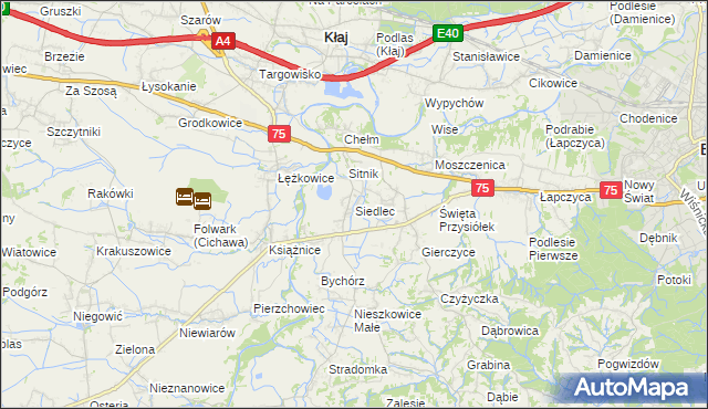 mapa Siedlec gmina Bochnia, Siedlec gmina Bochnia na mapie Targeo