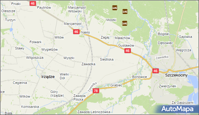 mapa Siedliska gmina Szczekociny, Siedliska gmina Szczekociny na mapie Targeo