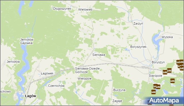 mapa Sieniawa gmina Łagów, Sieniawa gmina Łagów na mapie Targeo