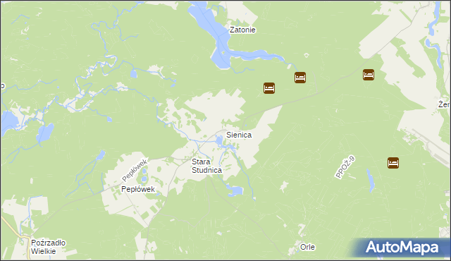 mapa Sienica gmina Kalisz Pomorski, Sienica gmina Kalisz Pomorski na mapie Targeo