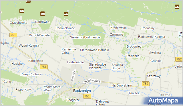 mapa Sieradowice Drugie, Sieradowice Drugie na mapie Targeo