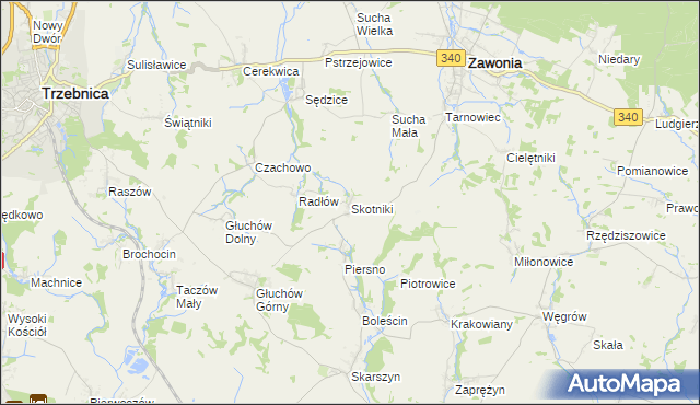mapa Skotniki gmina Zawonia, Skotniki gmina Zawonia na mapie Targeo