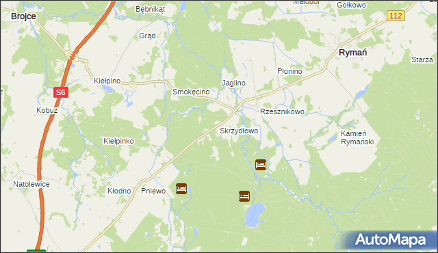 mapa Skrzydłowo gmina Rymań, Skrzydłowo gmina Rymań na mapie Targeo