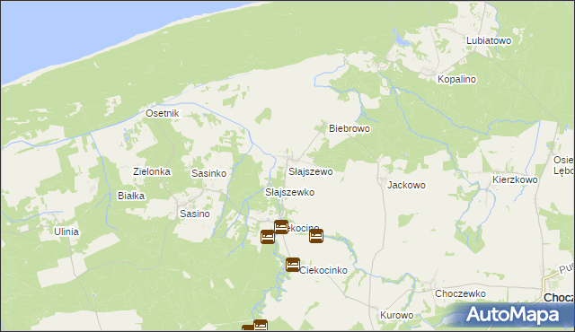 mapa Słajszewo, Słajszewo na mapie Targeo