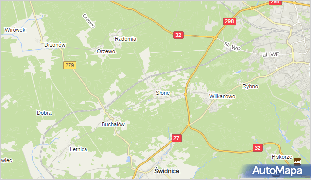 mapa Słone gmina Świdnica, Słone gmina Świdnica na mapie Targeo