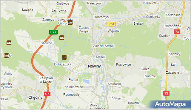 mapa Słowik gmina Sitkówka-Nowiny, Słowik gmina Sitkówka-Nowiny na mapie Targeo