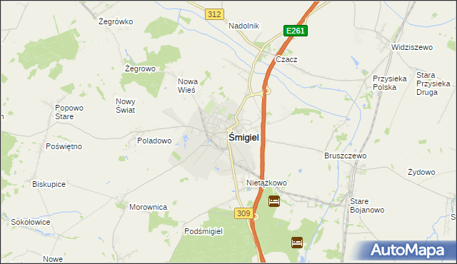 mapa Śmigiel, Śmigiel na mapie Targeo