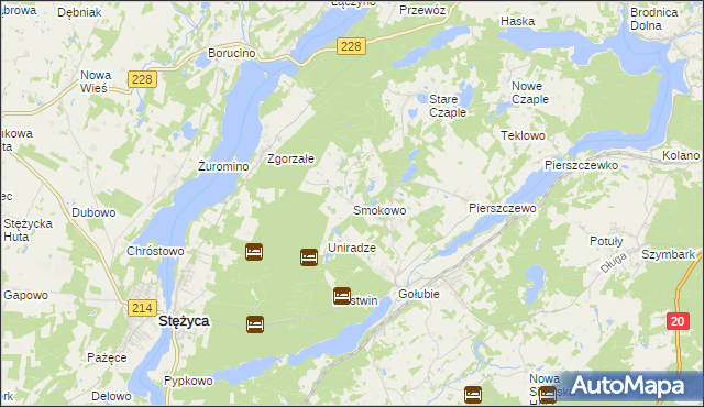 mapa Smokowo gmina Stężyca, Smokowo gmina Stężyca na mapie Targeo