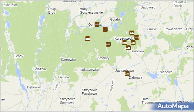 mapa Smolary gmina Trzemeszno, Smolary gmina Trzemeszno na mapie Targeo