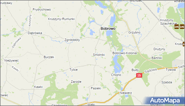 mapa Smolniki gmina Bobrowo, Smolniki gmina Bobrowo na mapie Targeo