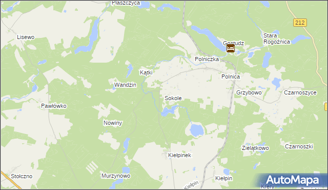 mapa Sokole gmina Człuchów, Sokole gmina Człuchów na mapie Targeo
