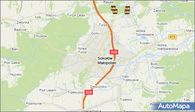 mapa Sokołów Małopolski, Sokołów Małopolski na mapie Targeo