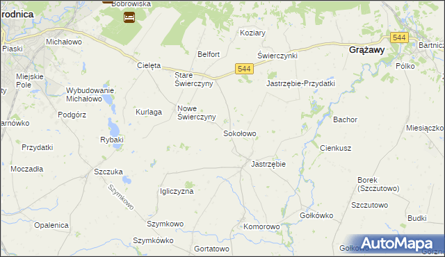 mapa Sokołowo gmina Bartniczka, Sokołowo gmina Bartniczka na mapie Targeo