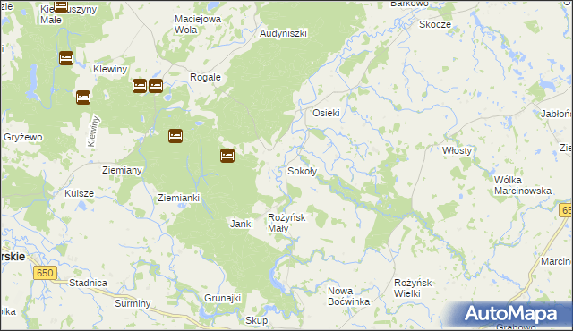 mapa Sokoły gmina Gołdap, Sokoły gmina Gołdap na mapie Targeo