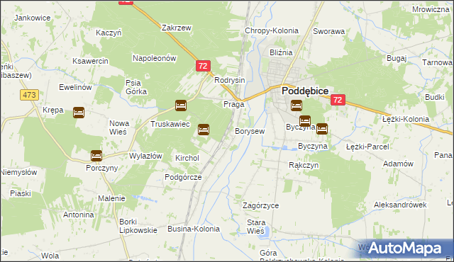 mapa Stacja Poddębice, Stacja Poddębice na mapie Targeo
