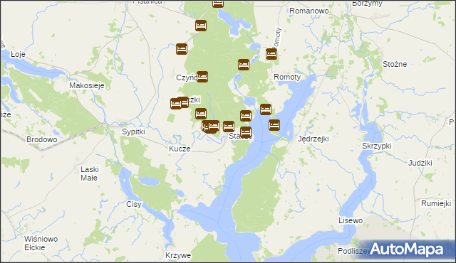 mapa Stacze gmina Kalinowo, Stacze gmina Kalinowo na mapie Targeo