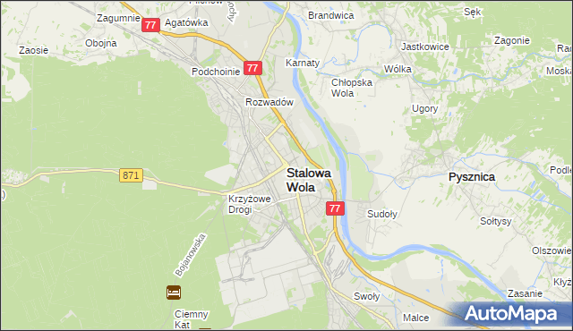 mapa Stalowa Wola, Stalowa Wola na mapie Targeo