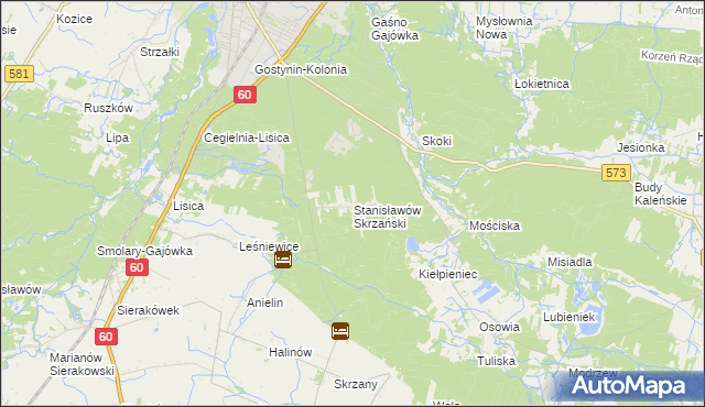 mapa Stanisławów Skrzański, Stanisławów Skrzański na mapie Targeo