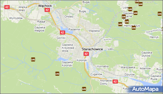 mapa Starachowic, Starachowice na mapie Targeo