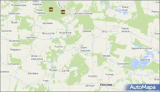 mapa Stare Zadybie, Stare Zadybie na mapie Targeo