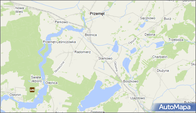 mapa Starkowo gmina Przemęt, Starkowo gmina Przemęt na mapie Targeo