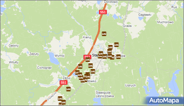 mapa Stawiguda, Stawiguda na mapie Targeo