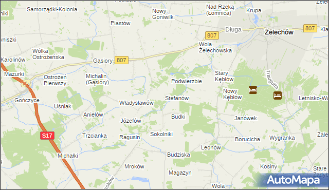 mapa Stefanów gmina Żelechów, Stefanów gmina Żelechów na mapie Targeo