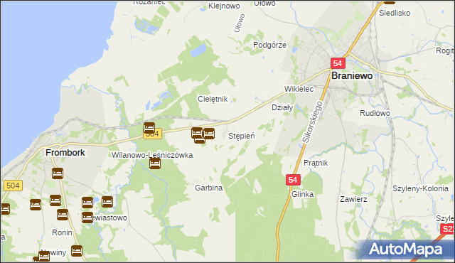 mapa Stępień, Stępień na mapie Targeo